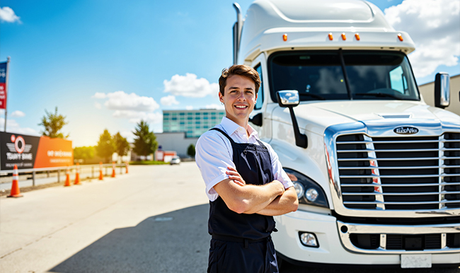 truck driver sitting in truck