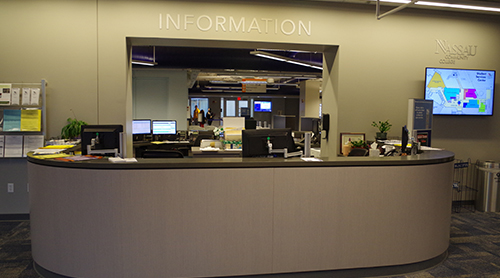 Information services desk in the Student Services Center.